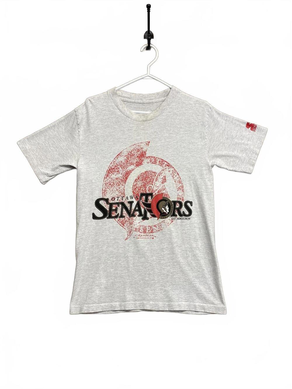 Vintage 1991 Starter Ottawa Senators Grey Graphic T-Shirt Single Stitch Medium